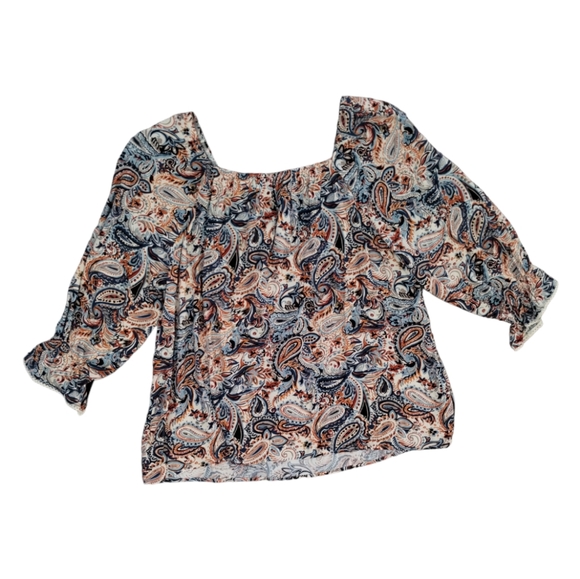 90s Y2k Paisley Long Blouson Sleeve Top Whimsigoth - Picture 4 of 6